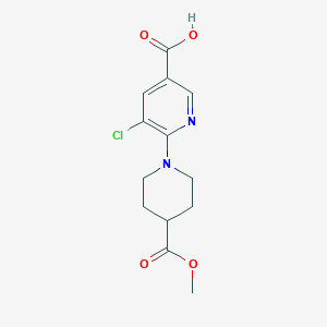 molecular formula C13H15ClN2O4 B15374845 5-Chloro-6-(4-(methoxycarbonyl)piperidin-1-yl)nicotinic acid 