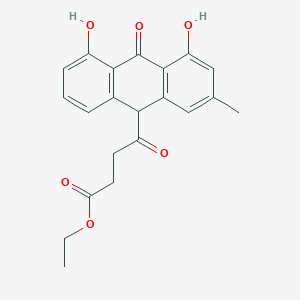 molecular formula C21H20O6 B153755 ethyl 4-(4,5-dihydroxy-2-methyl-10-oxo-9H-anthracen-9-yl)-4-oxobutanoate CAS No. 127848-71-9