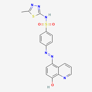 molecular formula C18H14N6O3S2 B15376004 Benzenesulfonamide, 4-[2-(8-hydroxy-5-quinolinyl)diazenyl]-N-(5-methyl-1,3,4-thiadiazol-2-yl)- CAS No. 29821-96-3