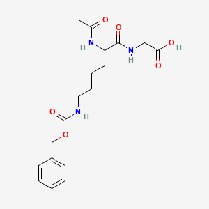 molecular formula C18H25N3O6 B15376047 2-[(2-Acetamido-6-phenylmethoxycarbonylamino-hexanoyl)amino]acetic acid CAS No. 72724-87-9