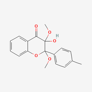 molecular formula C18H18O5 B15376542 3-Hydroxy-2,3-dimethoxy-2-(4-methylphenyl)-2,3-dihydro-4h-chromen-4-one CAS No. 42856-81-5
