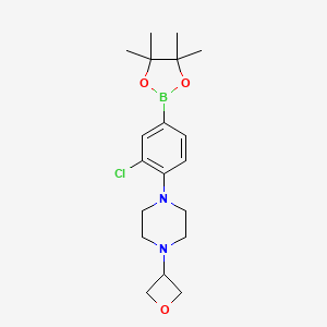 molecular formula C19H28BClN2O3 B15376630 1-[2-Chloro-4-(4,4,5,5-tetramethyl-1,3,2-dioxaborolan-2-yl)phenyl]-4-(oxetan-3-yl)piperazine 