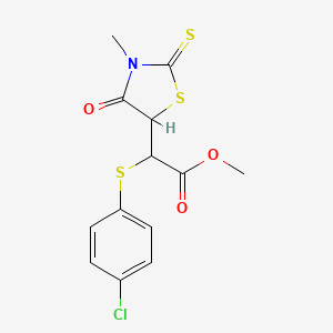 molecular formula C13H12ClNO3S3 B15377539 Methyl [(4-chlorophenyl)sulfanyl](3-methyl-4-oxo-2-sulfanylidene-1,3-thiazolidin-5-yl)acetate CAS No. 54255-38-8