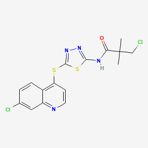 molecular formula C16H14Cl2N4OS2 B15378051 N1-(5-[(7-Chloro-4-quinolyl)thio]-1,3,4-thiadiazol-2-YL)-3-chloro-2,2-dimethylpropanamide 