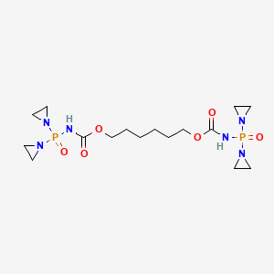 molecular formula C16H30N6O6P2 B15378355 Hexane-1,6-diyl bis{[bis(aziridin-1-yl)phosphoryl]carbamate} CAS No. 33295-86-2