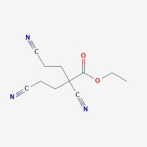 molecular formula C11H13N3O2 B15379066 Ethyl 2,4-dicyano-2-(2-cyanoethyl)butanoate CAS No. 1112-27-2