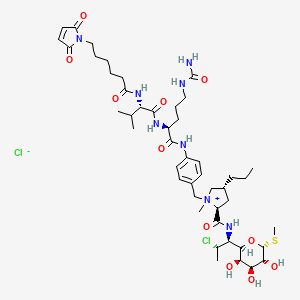 molecular formula C46H72Cl2N8O11S B15379545 (2S,4R)-1-[[4-[[(2S)-5-(carbamoylamino)-2-[[(2S)-2-[6-(2,5-dioxopyrrol-1-yl)hexanoylamino]-3-methylbutanoyl]amino]pentanoyl]amino]phenyl]methyl]-N-[(1S,2S)-2-chloro-1-[(2R,3R,4S,5R,6R)-3,4,5-trihydroxy-6-methylsulfanyloxan-2-yl]propyl]-1-methyl-4-propylpyrrolidin-1-ium-2-carboxamide;chloride 