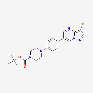 molecular formula C21H24BrN5O2 B15380560 tert-Butyl 4-(4-(3-bromopyrazolo[1,5-a]pyrimidin-6-yl)phenyl)piperazine-1-carboxylate 