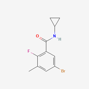 molecular formula C11H11BrFNO B15381550 5-Bromo-N-cyclopropyl-2-fluoro-3-methylbenzamide 