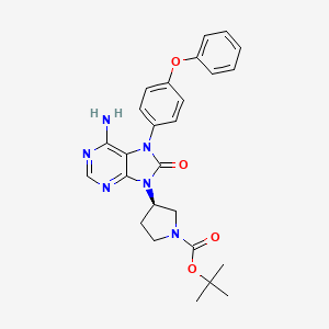 molecular formula C26H28N6O4 B15382621 Tert-butyl (R)-3-(6-amino-8-oxo-7-(4-phenoxyphenyl)-7,8-dihydro-9H-purin-9-YL)pyrrolidine-1-carboxylate 