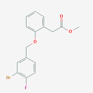 molecular formula C16H14BrFO3 B15383003 Methyl 2-(2-((3-bromo-4-fluorobenzyl)oxy)phenyl)acetate 