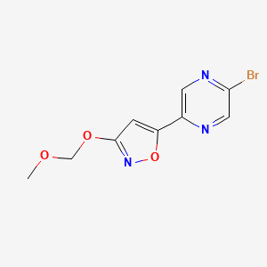 molecular formula C9H8BrN3O3 B15383345 5-(5-Bromopyrazin-2-yl)-3-(methoxymethoxy)isoxazole 
