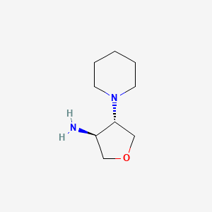 molecular formula C9H18N2O B15383432 trans-4-(1-Piperidinyl)tetrahydro-3-furanamine 