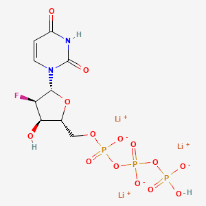 molecular formula C9H11FLi3N2O14P3 B15383574 Lithium ((2R,3R,4R,5R)-5-(2,4-dioxo-3,4-dihydropyrimidin-1(2H)-yl)-4-fluoro-3-hydroxytetrahydrofuran-2-yl)methyl hydrogen triphosphate 
