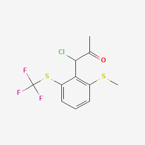 molecular formula C11H10ClF3OS2 B15383909 1-Chloro-1-(2-(methylthio)-6-(trifluoromethylthio)phenyl)propan-2-one 
