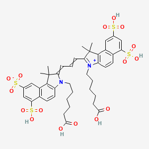 molecular formula C43H48N2O16S4 B15384068 3-(5-Carboxypentyl)-2-[3-[3-(5-carboxypentyl)-1,1-dimethyl-6,8-disulfobenzo[e]indol-3-ium-2-yl]prop-2-enylidene]-1,1-dimethyl-6-sulfobenzo[e]indole-8-sulfonate 