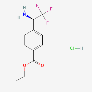 molecular formula C11H13ClF3NO2 B15384152 Ethyl (R)-4-(1-amino-2,2,2-trifluoroethyl)benzoate hcl 