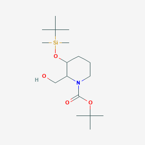 molecular formula C17H35NO4Si B15384189 Tert-butyl 3-[tert-butyl(dimethyl)silyl]oxy-2-(hydroxymethyl)piperidine-1-carboxylate 