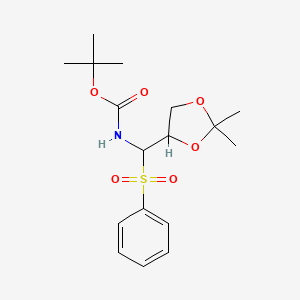 molecular formula C17H25NO6S B15384254 Tert-butyl N-[(1R)-1-[(4R)-2,2-dimethyl-1,3-dioxolan-4-YL]-1-(phenylsulfonyl)methyl]carbamate 