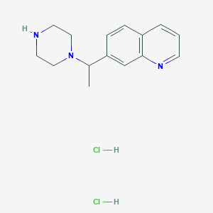 molecular formula C15H21Cl2N3 B15384319 7-(1-(Piperazin-1-YL)ethyl)quinoline 2hcl 