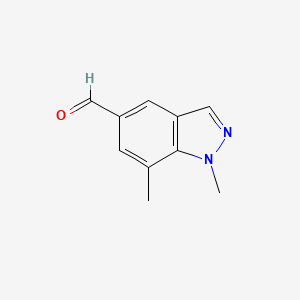 molecular formula C10H10N2O B15384444 1,7-Dimethyl-1H-indazole-5-carbaldehyde 