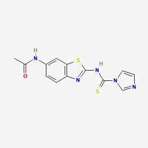 molecular formula C13H11N5OS2 B15384790 N-(2-(1H-imidazole-1-carbothioamido)benzo[d]thiazol-6-yl)acetamide 