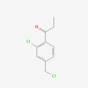 molecular formula C10H10Cl2O B15384965 1-(2-Chloro-4-(chloromethyl)phenyl)propan-1-one 