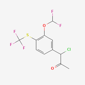 molecular formula C11H8ClF5O2S B15385067 1-Chloro-1-(3-(difluoromethoxy)-4-(trifluoromethylthio)phenyl)propan-2-one 
