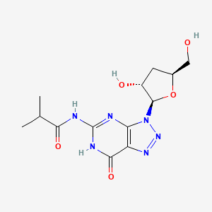 molecular formula C13H18N6O5 B15385151 N-(3-((2R,3R,5S)-3-Hydroxy-5-(hydroxymethyl)tetrahydrofuran-2-YL)-7-oxo-6,7-dihydro-3H-[1,2,3]triazolo[4,5-D]pyrimidin-5-YL)isobutyramide 