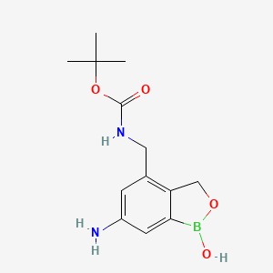 molecular formula C13H19BN2O4 B15385166 Tert-butyl ((6-amino-1-hydroxy-1,3-dihydrobenzo[c][1,2]oxaborol-4-yl)methyl)carbamate 