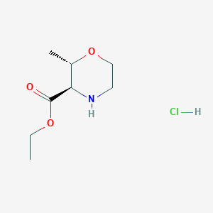 molecular formula C8H16ClNO3 B15385234 Ethyl (2S,3R)-2-methylmorpholine-3-carboxylate hcl 