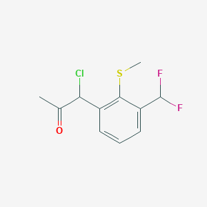 molecular formula C11H11ClF2OS B15385313 1-Chloro-1-(3-(difluoromethyl)-2-(methylthio)phenyl)propan-2-one 