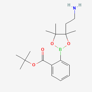 molecular formula C18H28BNO4 B15385330 Tert-butyl 2-[4-(2-aminoethyl)-4,5,5-trimethyl-1,3,2-dioxaborolan-2-yl]benzoate 