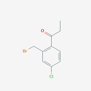 molecular formula C10H10BrClO B15385604 1-(2-(Bromomethyl)-4-chlorophenyl)propan-1-one 
