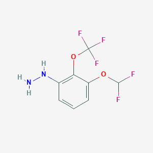 molecular formula C8H7F5N2O2 B15385822 1-(3-(Difluoromethoxy)-2-(trifluoromethoxy)phenyl)hydrazine 