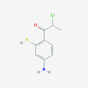 molecular formula C9H10ClNOS B15385946 1-(4-Amino-2-mercaptophenyl)-2-chloropropan-1-one 