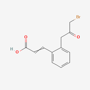 molecular formula C12H11BrO3 B15385982 (E)-3-(2-(3-Bromo-2-oxopropyl)phenyl)acrylic acid 