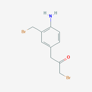 molecular formula C10H11Br2NO B15386063 1-(4-Amino-3-(bromomethyl)phenyl)-3-bromopropan-2-one 