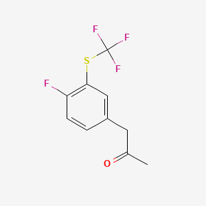 molecular formula C10H8F4OS B15386077 1-(4-Fluoro-3-(trifluoromethylthio)phenyl)propan-2-one 