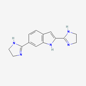 molecular formula C14H15N5 B15386162 1H-Indole, 2,6-bis(4,5-dihydro-1H-imidazol-2-yl)- CAS No. 101821-48-1