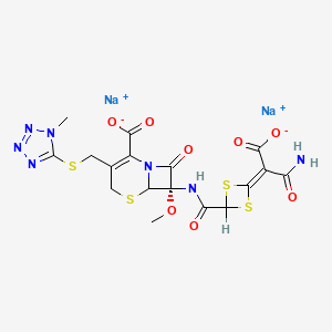 molecular formula C17H15N7Na2O8S4 B15386651 disodium;(7S)-7-[[4-(2-amino-1-carboxylato-2-oxoethylidene)-1,3-dithietane-2-carbonyl]amino]-7-methoxy-3-[(1-methyltetrazol-5-yl)sulfanylmethyl]-8-oxo-5-thia-1-azabicyclo[4.2.0]oct-2-ene-2-carboxylate 