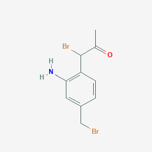 molecular formula C10H11Br2NO B15386843 1-(2-Amino-4-(bromomethyl)phenyl)-1-bromopropan-2-one 
