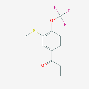 molecular formula C11H11F3O2S B15386883 1-(3-(Methylthio)-4-(trifluoromethoxy)phenyl)propan-1-one 