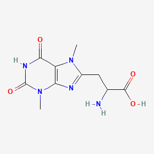 molecular formula C10H13N5O4 B15386924 alpha-Amino-1,2,3,6-tetrahydro-3,7-dimethyl-2,6-dioxopurine-8-propionic acid CAS No. 10154-08-2