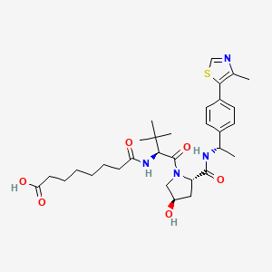 molecular formula C31H44N4O6S B15387074 8-(((S)-1-((2S,4R)-4-hydroxy-2-(((S)-1-(4-(4-methylthiazol-5-yl)phenyl)ethyl)carbamoyl)pyrrolidin-1-yl)-3,3-dimethyl-1-oxobutan-2-yl)amino)-8-oxooctanoic acid 
