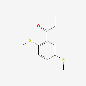 molecular formula C11H14OS2 B15387075 1-(2,5-Bis(methylthio)phenyl)propan-1-one 