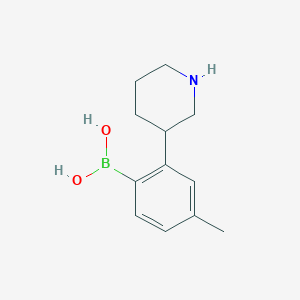 molecular formula C12H18BNO2 B15387513 (4-Methyl-2-(piperidin-3-yl)phenyl)boronic acid 