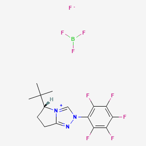 molecular formula C15H15BF9N3 B15387620 (R)-5-(tert-Butyl)-2-(perfluorophenyl)-6,7-dihydro-5H-pyrrolo[2,1-c][1,2,4]triazol-2-ium tetrafluoroborate 