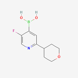 molecular formula C10H13BFNO3 B15387790 (5-Fluoro-2-(tetrahydro-2H-pyran-4-yl)pyridin-4-yl)boronic acid 