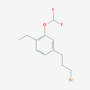 molecular formula C12H15BrF2O B15387888 1-(3-Bromopropyl)-3-(difluoromethoxy)-4-ethylbenzene 